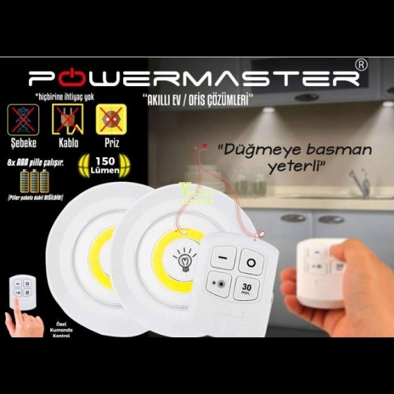 Powermaster L Men Cob Led Ift Led Kumandal Mutfak Banyo Gece Lambas