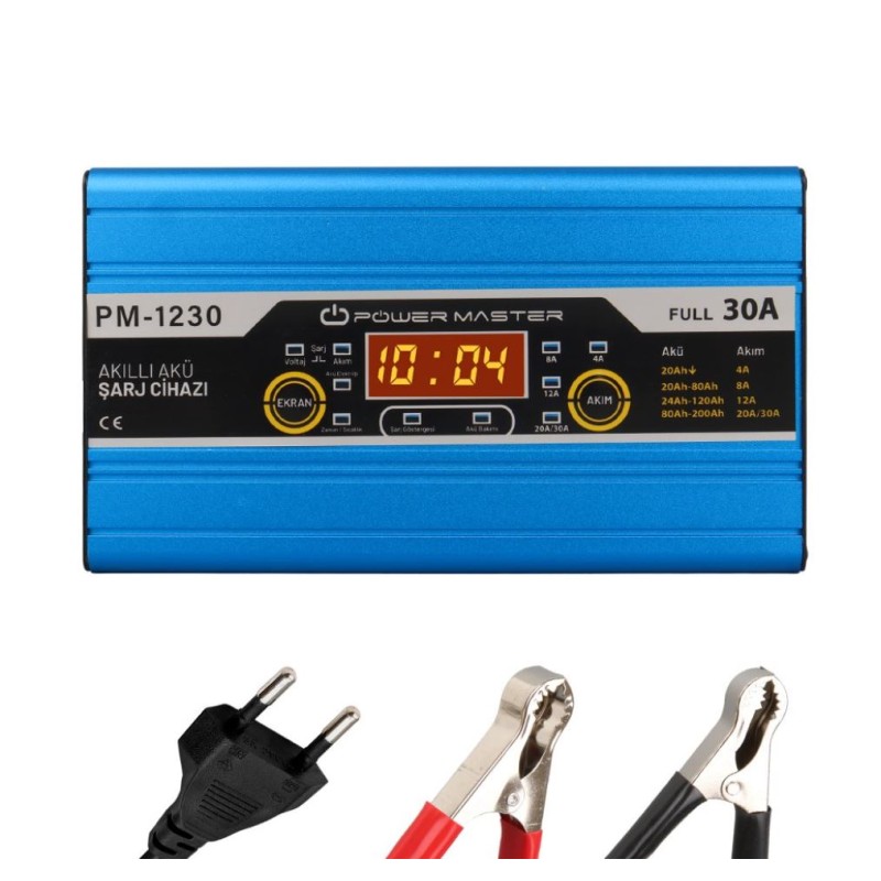 Powermaster 12 Volt 30 Amper Akü Şarj Cihazı 30a 12v Motorsiklet Otomobil