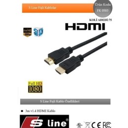 Yeni Nesil TV Uyumlu Kaliteli HDMi Erkek Erkek 3m Kablo