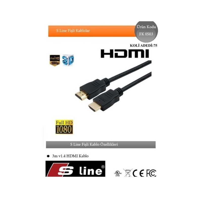 Yeni Nesil TV Uyumlu Kaliteli HDMi Erkek Erkek 3m Kablo