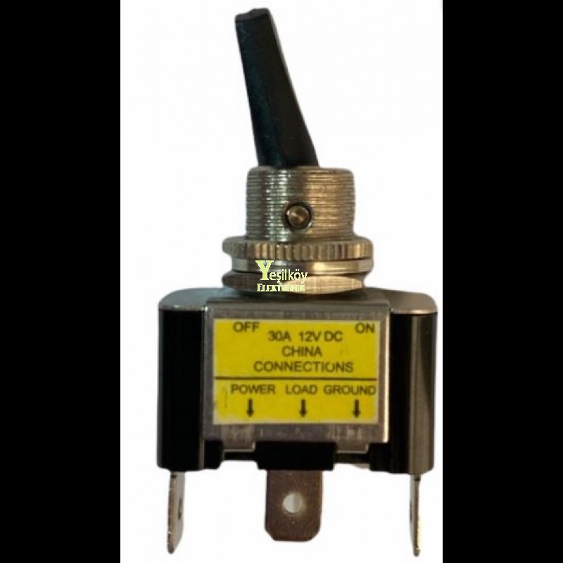 12Volt DC 30A Mandallı Toggle Switch ON-OFF Mandaldan Üstten Işıklı